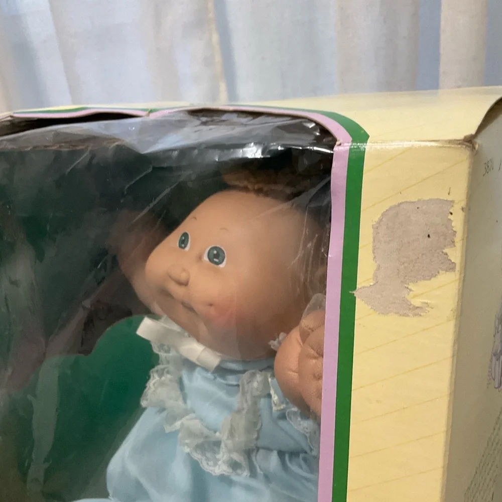 Coleco Cabbage Patch Kids Preemie Doll "Lois Mae" in Blue Dress Vintage - Picture 3 of 12